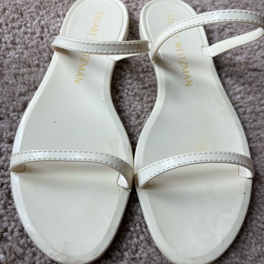 Stuart Weitzman White/Cream Jelly Slides Size 8 - image 2